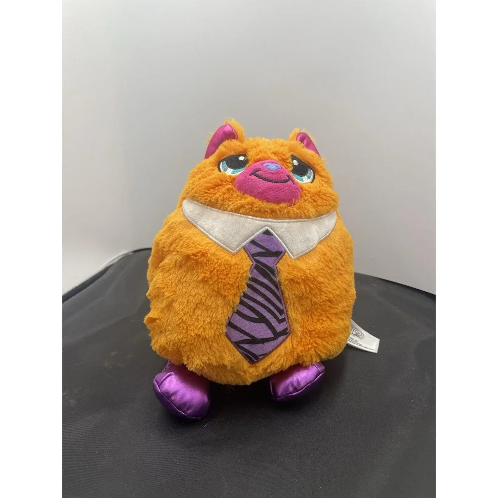 Misfittens Plush Tabby Cat w/ Tie Orange & Pink Soft Fluffy 9